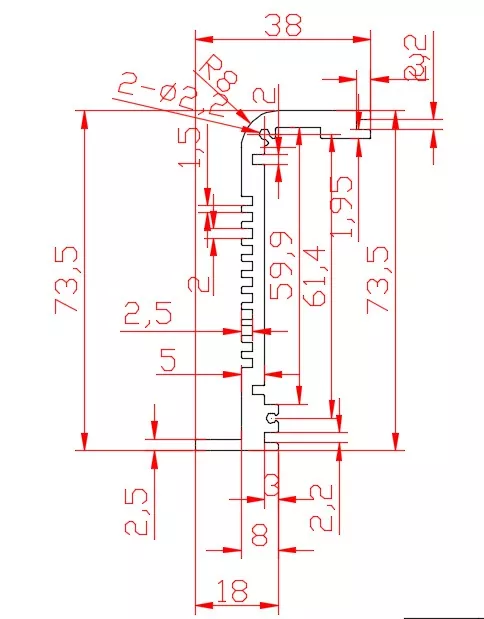 73.5mm Industrial Electronics Aluminum Extrusion Chassis